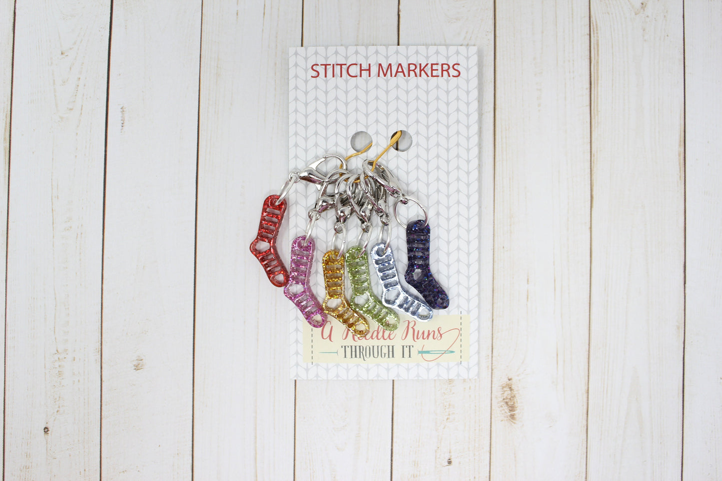 Tiny Sparkle rainbow sock stitch marker set for Knitting and crochet, Stitch markers for knitting, Progress keeper knitting markers