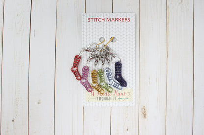 Tiny Sparkle rainbow sock stitch marker set for Knitting and crochet, Stitch markers for knitting, Progress keeper knitting markers