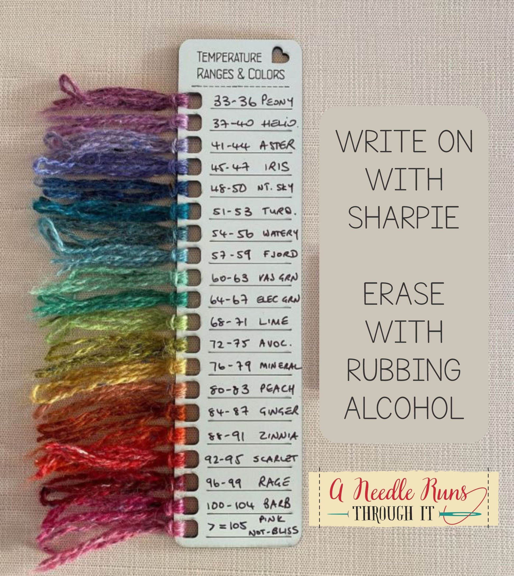 Temperature Blanket reusable color chart. Erasable swatch chart for temperature project. Temperature Color Chart. Swatch Color chart