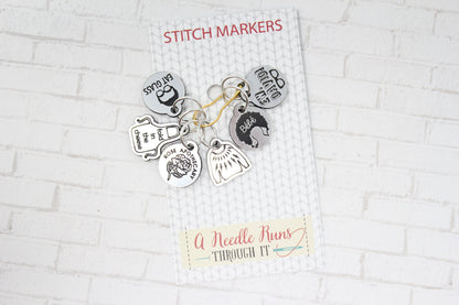 The Rose family, Schits Creek inspired stitch markers. Knitting markers, crochet markers, Rose apothecary, Ew David Stitch markers
