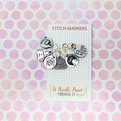 The Rose family, Schits Creek inspired stitch markers. Knitting markers, crochet markers, Rose apothecary, Ew David Stitch markers