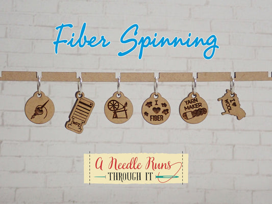 Fiber Spinning Stitch Marker Set. Spinning Wheel WPI sheep spindle wool fiber cute stitch marker set for knitting or crochet