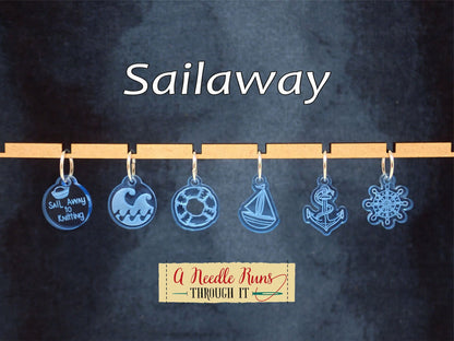 Sailaway Knitalong Stitch Marker Set and Tiny triangle matching bag. Olive Knits 4 day KAL st. marker set, Knitting. Sailing stitch markers