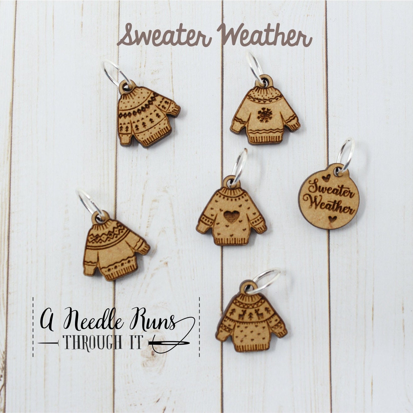 Sweater Weather stitch marker set, snag free stitch markers, st markers for knitting, cute sweater knitting markers, crochet progress keeper