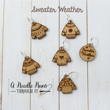 Sweater Weather stitch marker set, snag free stitch markers, st markers for knitting, cute sweater knitting markers, crochet progress keeper