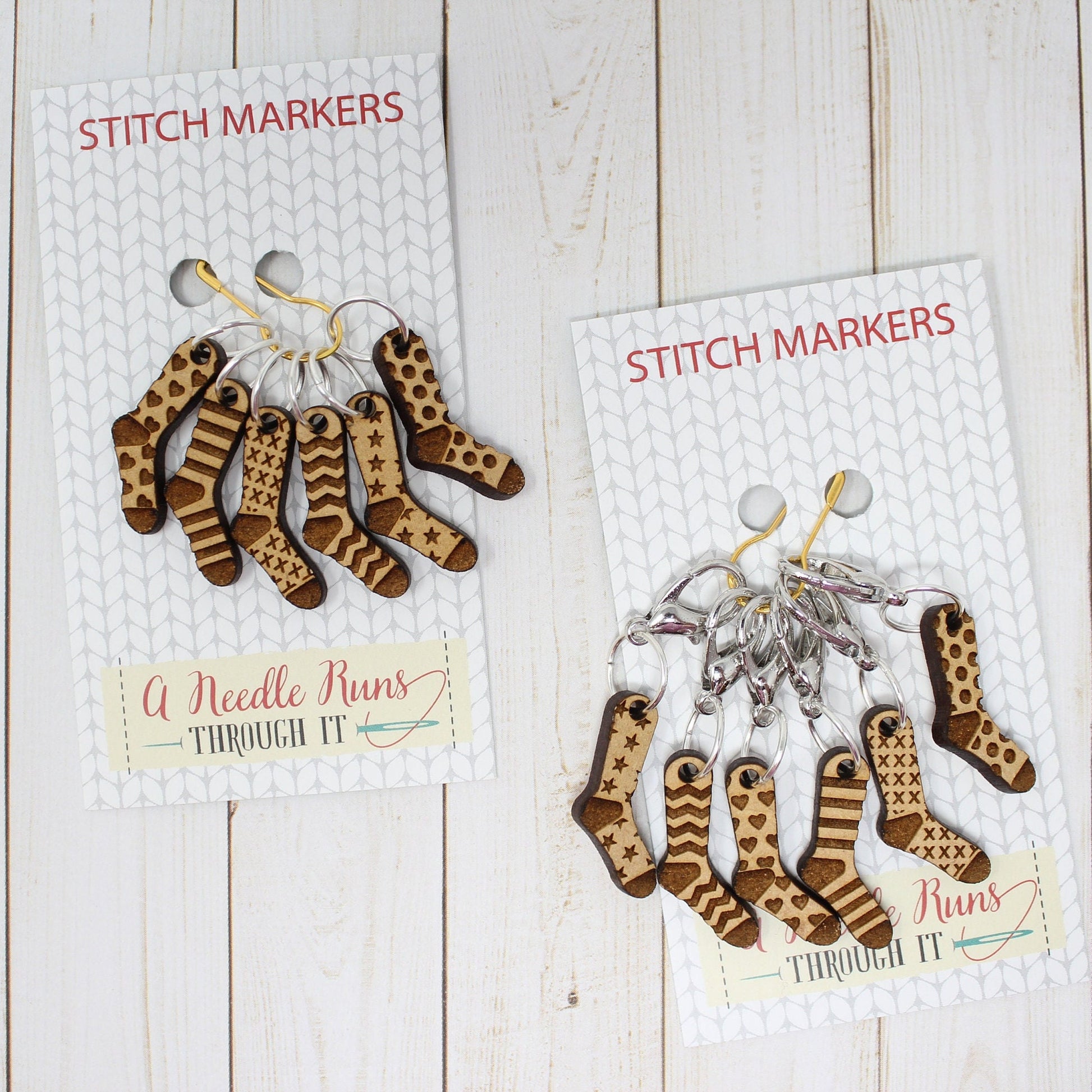 Tiny Socks stitch marker set, sock knitter, snag free stitch markers. Toe Up socks, crochet stitch markers, progress keepers. knitted socks