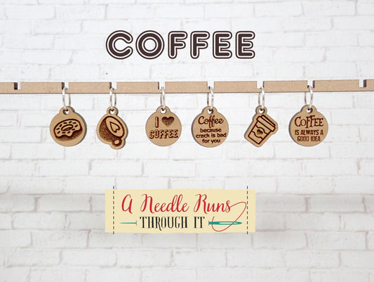 I love Coffee Knitting Stitch markers set, coffee cup, doughnut, snag free stitch markers, coffee lover gift. Coffee progress keepers