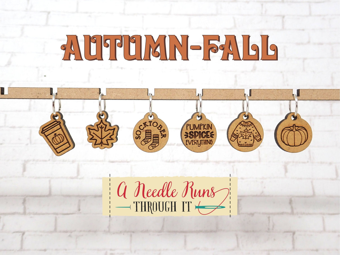 Fall, Autumn stitch marker set, snag free stitch markers. Pumpkin spice. Knitting markers and clasp crochet markers. Progress keeper marker