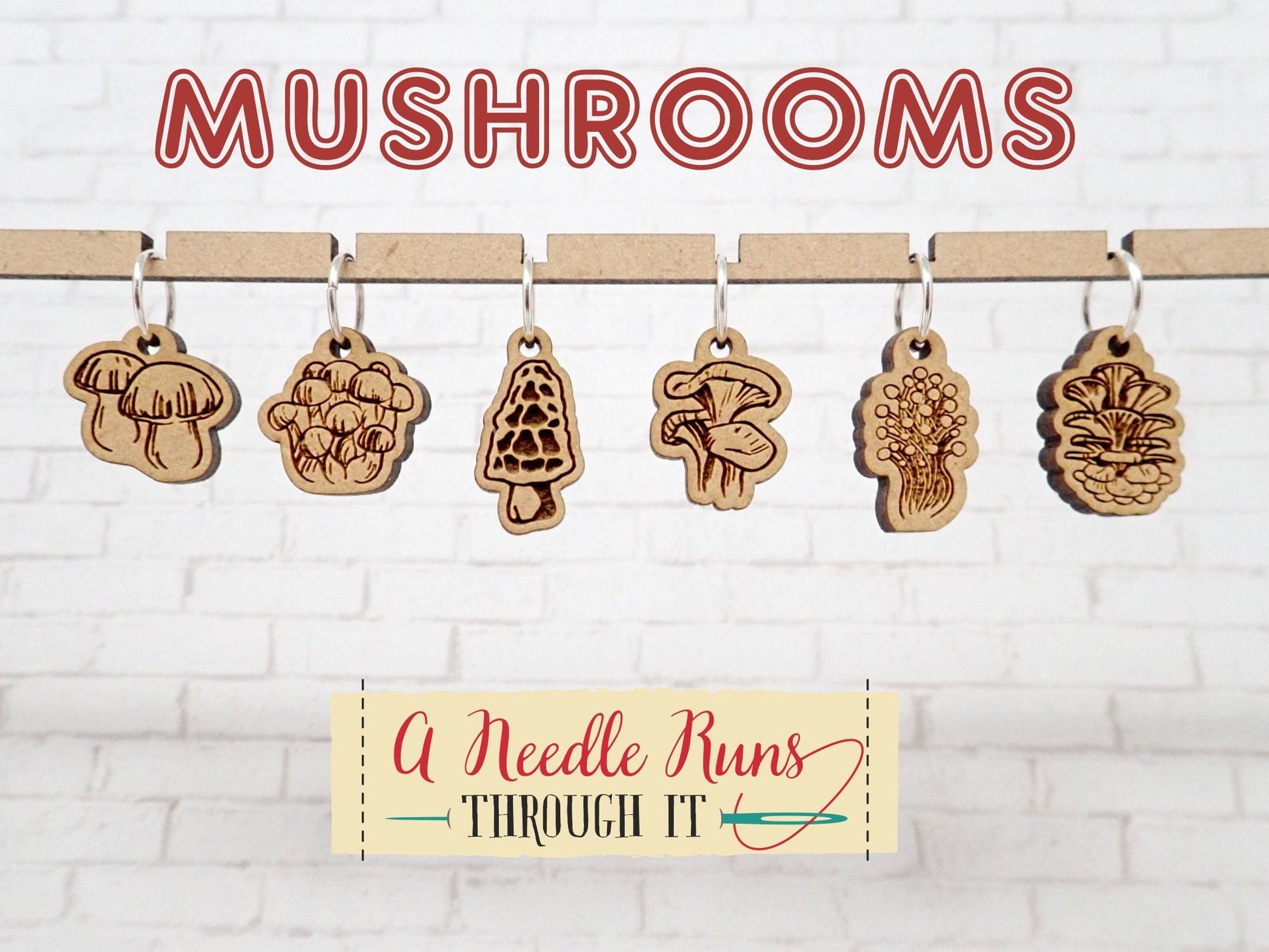 Mushroom Stitch Marker Set, Forest mushrooms progress keepers, Knitting St. Markers, Crochet Markers. Chanterelle, Enoki Oyster, Morel