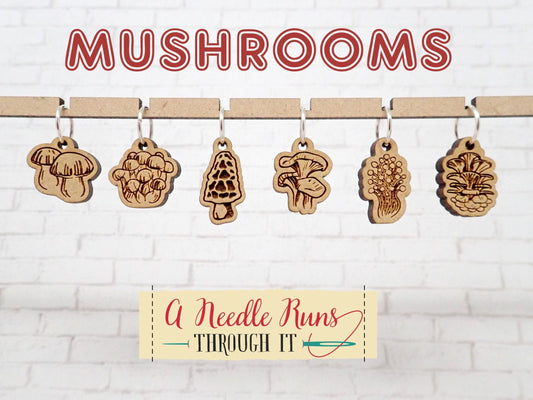 Mushroom Stitch Marker Set, Forest mushrooms progress keepers, Knitting St. Markers, Crochet Markers. Chanterelle, Enoki Oyster, Morel