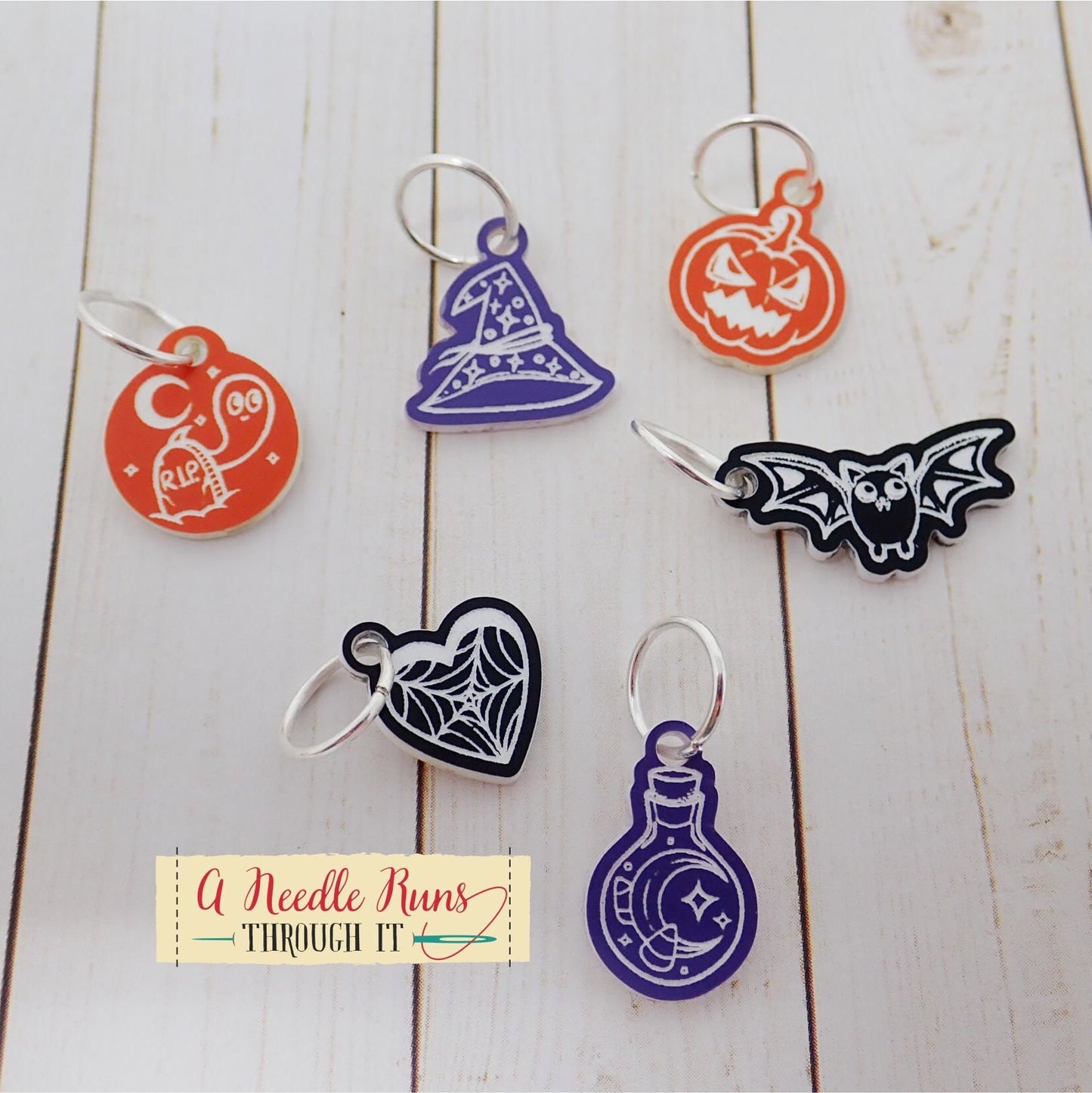 Halloween Stitch Marker Set, Spooky progress keepers, Knitting St. Markers, Crochet Markers. Halloween progress keepers. Pumpkin st. marker