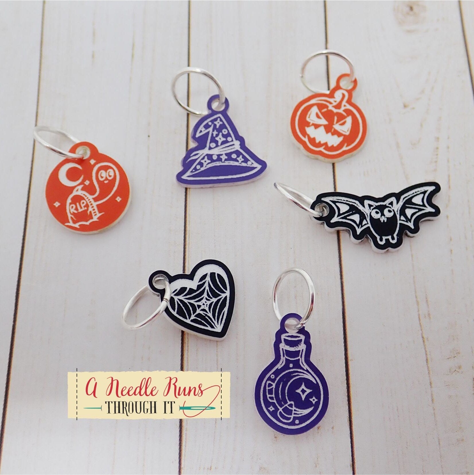 Halloween Stitch Marker Set, Spooky progress keepers, Knitting St. Markers, Crochet Markers. Halloween progress keepers. Pumpkin st. marker