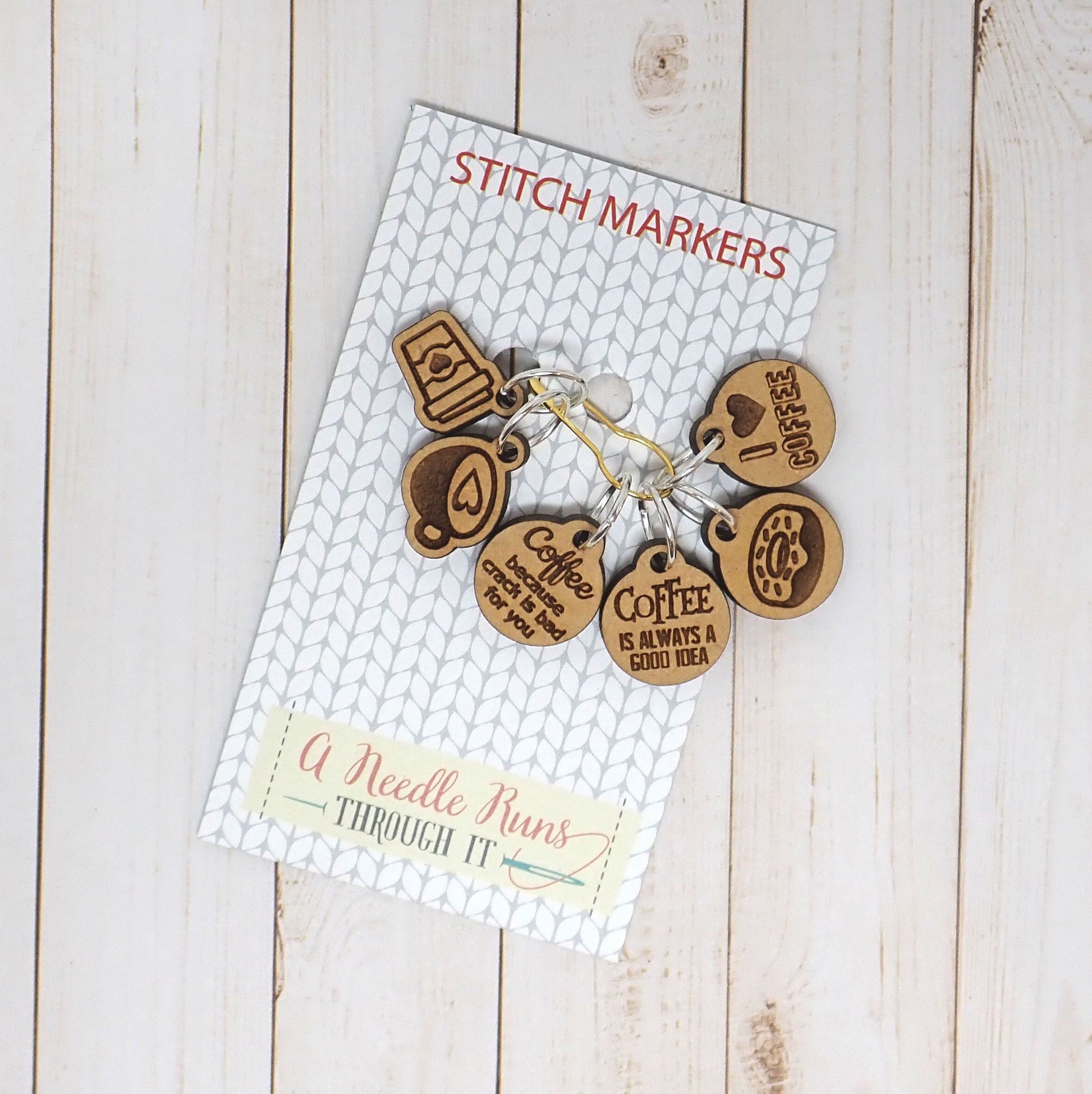 I love Coffee Knitting Stitch markers set, coffee cup, doughnut, snag free stitch markers, coffee lover gift. Coffee progress keepers