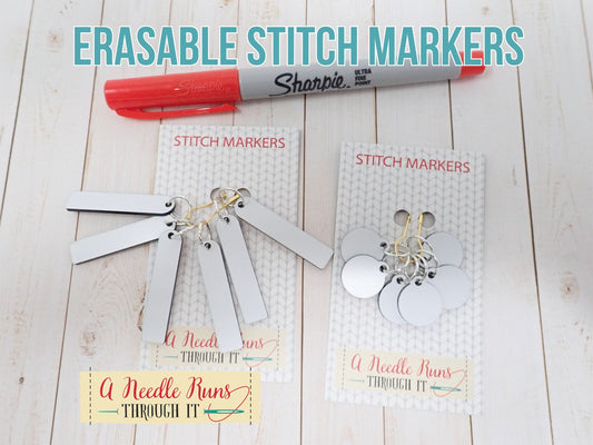 Erasable Stitch Markers for Knitting or Crochet. Reusable stitch markers. Write on st. markers White surface write on with marker