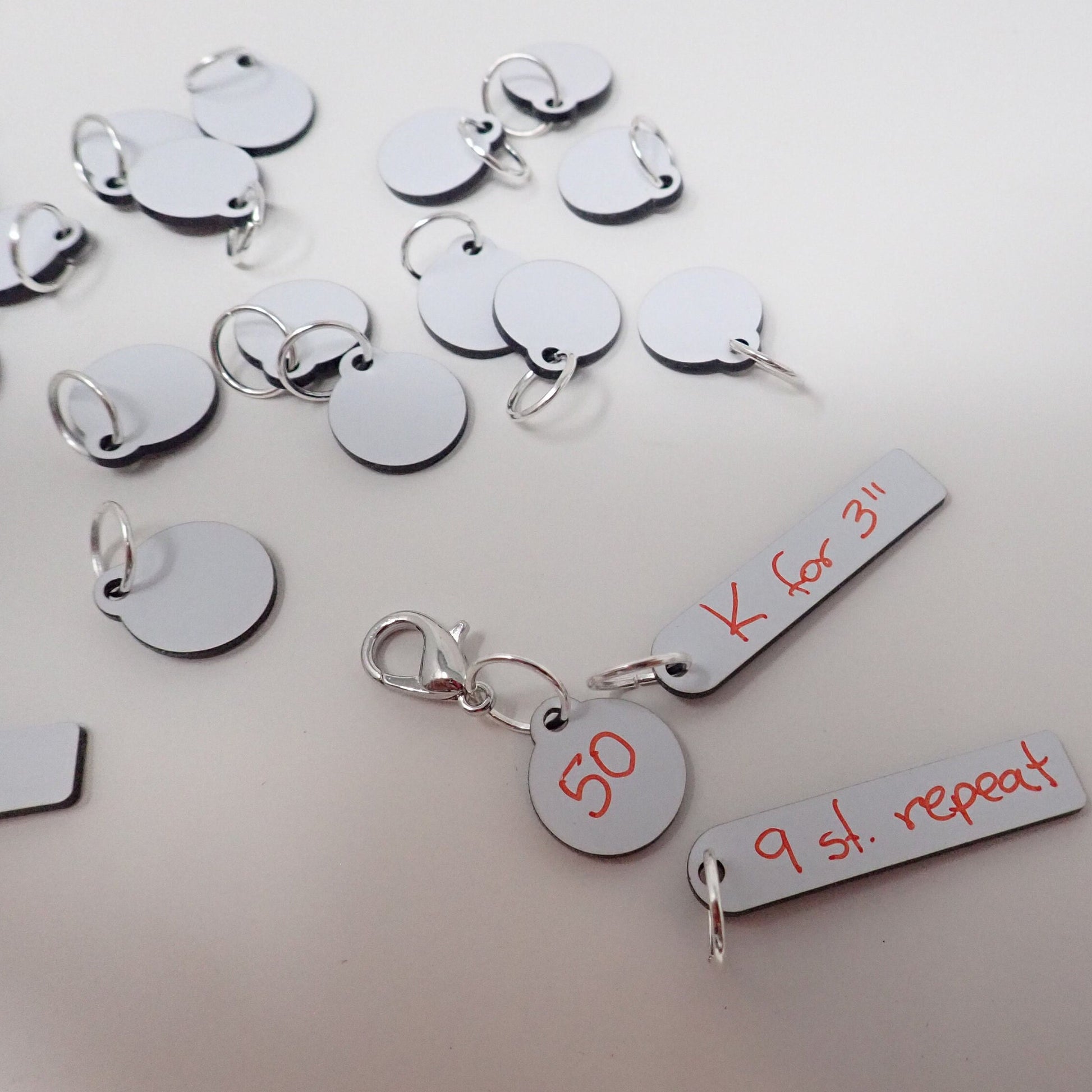 Erasable Stitch Markers for Knitting or Crochet. Reusable stitch markers. Write on st. markers White surface write on with marker