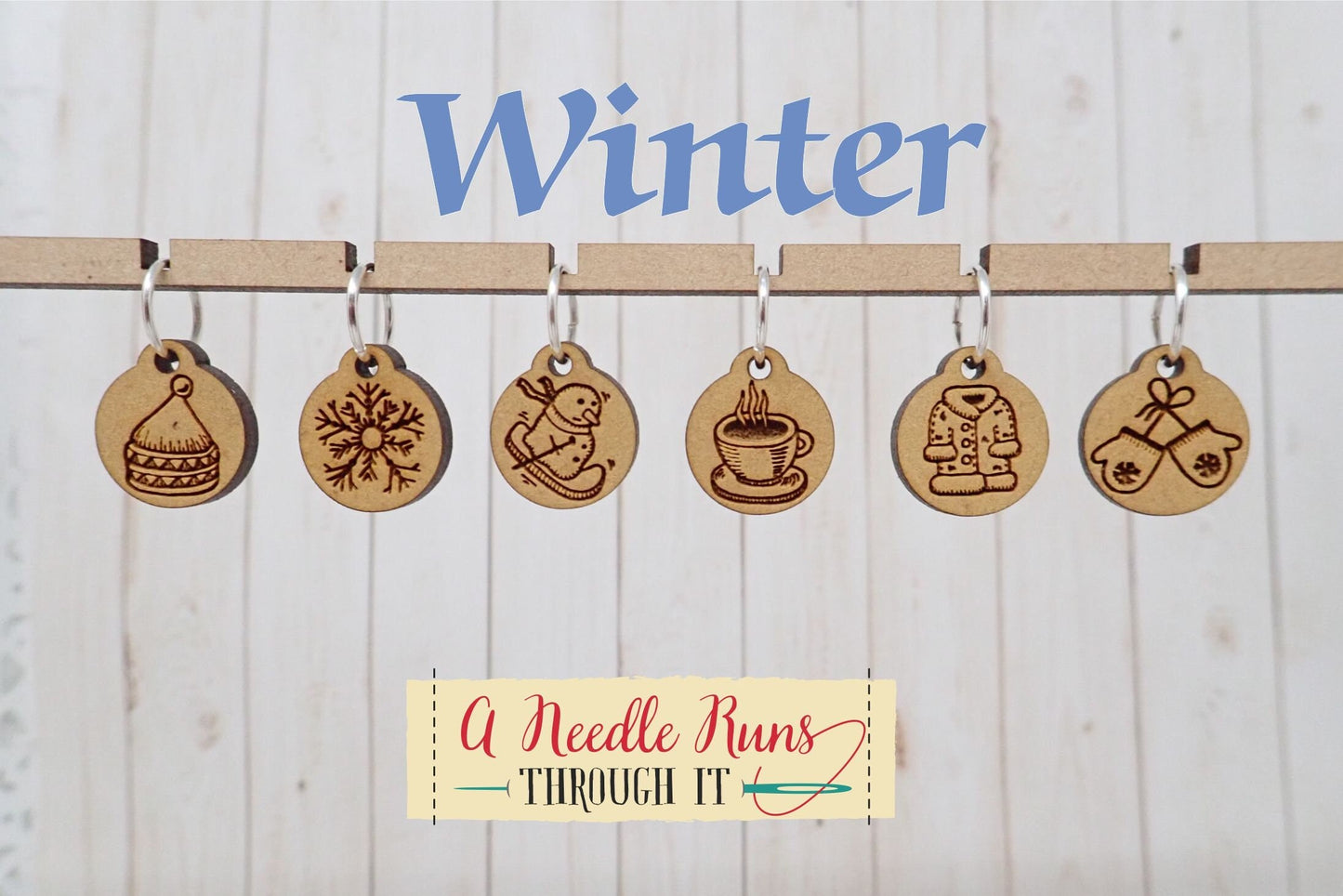 Winter Knitting Stitch markers set, socks, hat,sweater,mittens,cocoa, coat,snowflake. Clasp crochet markers. Winter season stitch marker set