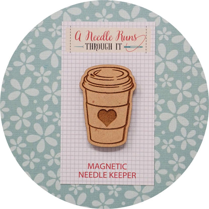 Cross Stitch Needle Minder, Coffee Cup, Wood Magnetic Needle Minder. Hand embroidery, Needle Keeper. Embroidery Needle minder, i love coffee