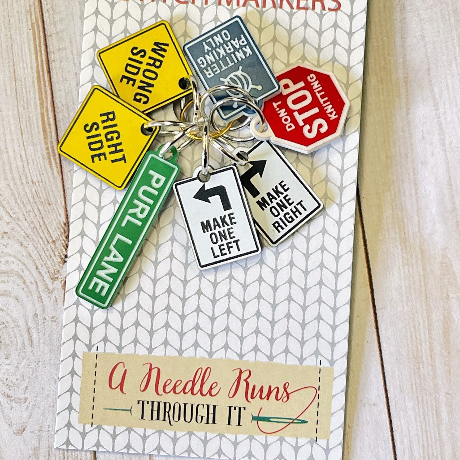 Traffic Street Signs stitch markers for knitting. Fun Stitch Markers. Cute Color Stitch markers. Right Side Wrong Side st. Markers knitting