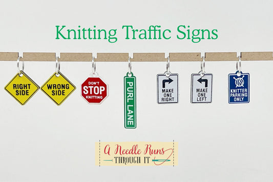 Traffic Street Signs stitch markers for knitting. Fun Stitch Markers. Cute Color Stitch markers. Right Side Wrong Side st. Markers knitting