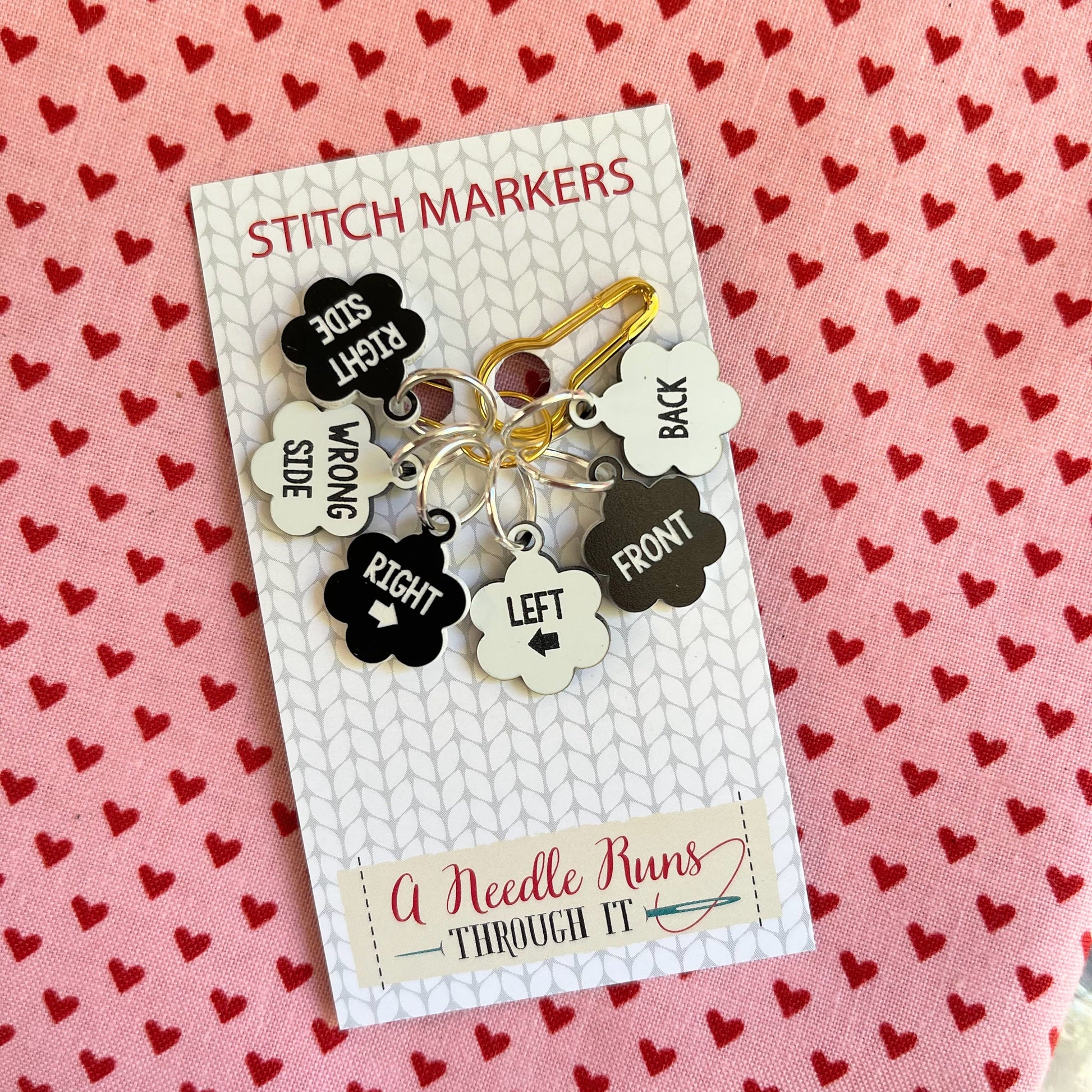 Right Side, Wrong side stitch marker set. front back knitting markers, progress keepers, Left-Right stitch markers
