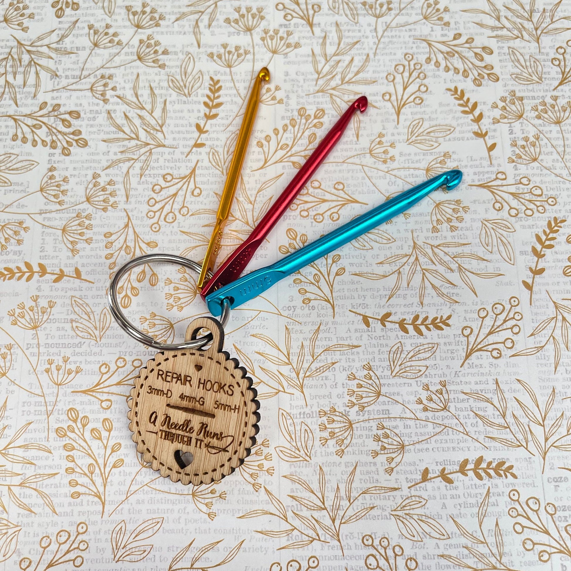 Repair crochet hook set. Small crochet hooks in three sizes 3mm hook, 4mm hook and 5 mm hook. Aluminum tiny crochet hooks