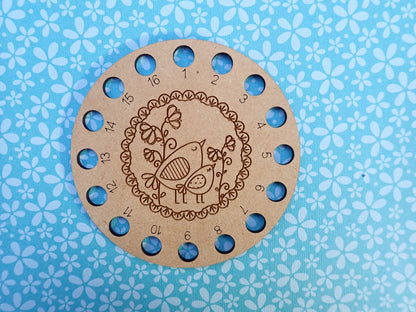 Embroidery Floss round organizer, wood embroidery thread chart, numbered embroidery thread holder. 16 hole color chart for floss