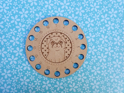 Embroidery Floss round organizer, wood embroidery thread chart, numbered embroidery thread holder. 16 hole color chart for floss