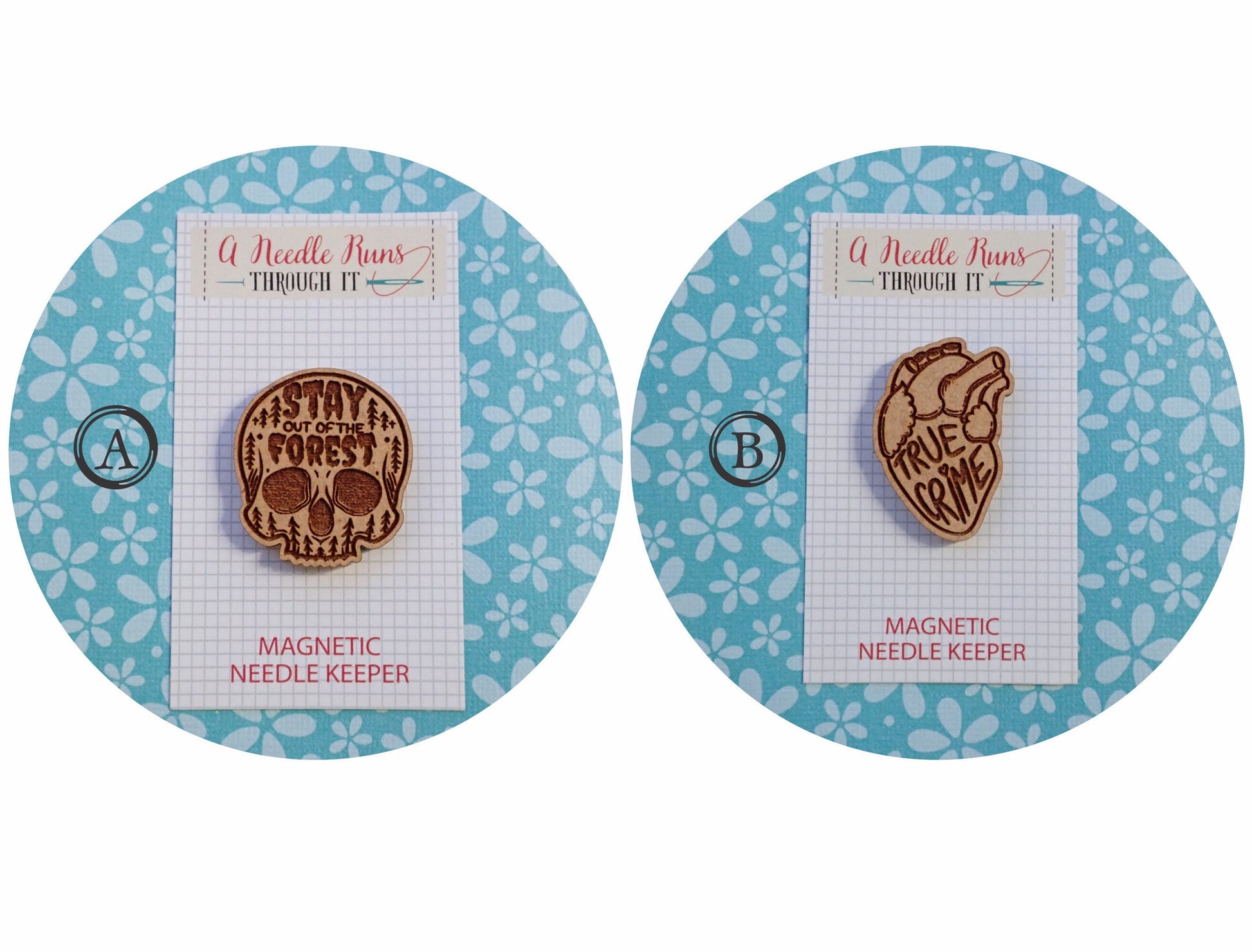 Cross Stitch Needle Minder, True Crime needleminder, Wood Magnetic Needle Minder. Hand embroidery, Needle Keeper. Needle minder cross stitch