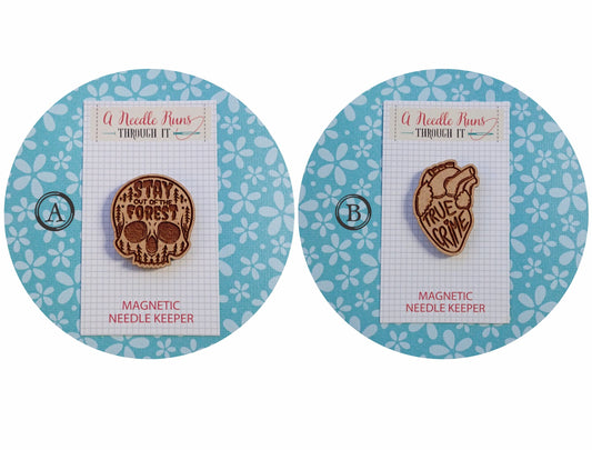 Cross Stitch Needle Minder, True Crime needleminder, Wood Magnetic Needle Minder. Hand embroidery, Needle Keeper. Needle minder cross stitch