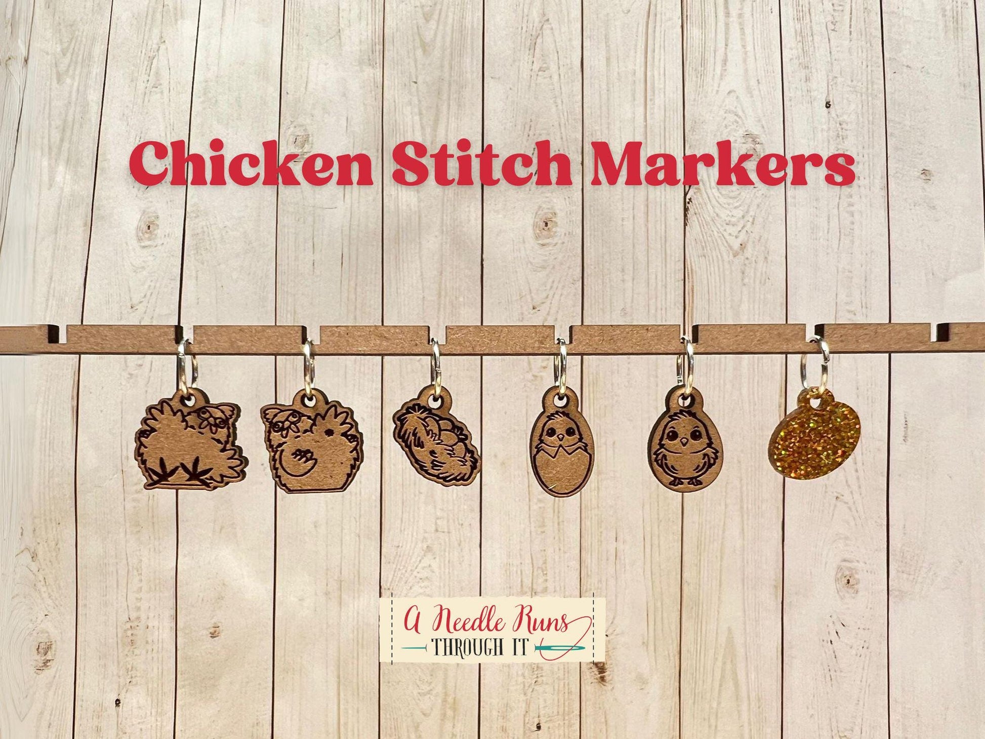 Chicken theme stitch markers for knitting or crochet. Farm chicken stitch markers, progress keepers