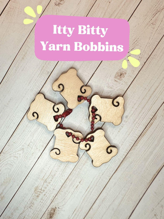 Itty Bitty Yarn Bobbins for knitting and crochet project tails, set of 5