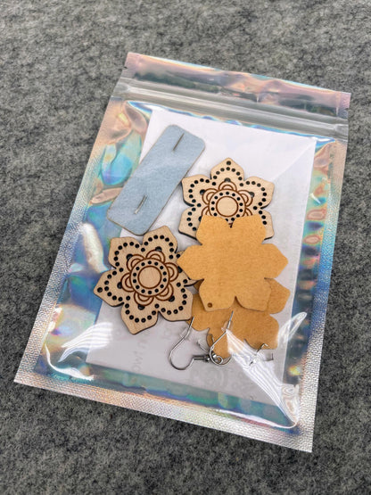 Make your own embroidered wooden earrings kit. Cross Stitch earrings kit, mandala earrings kit, embroidery diy kit. DIY gift