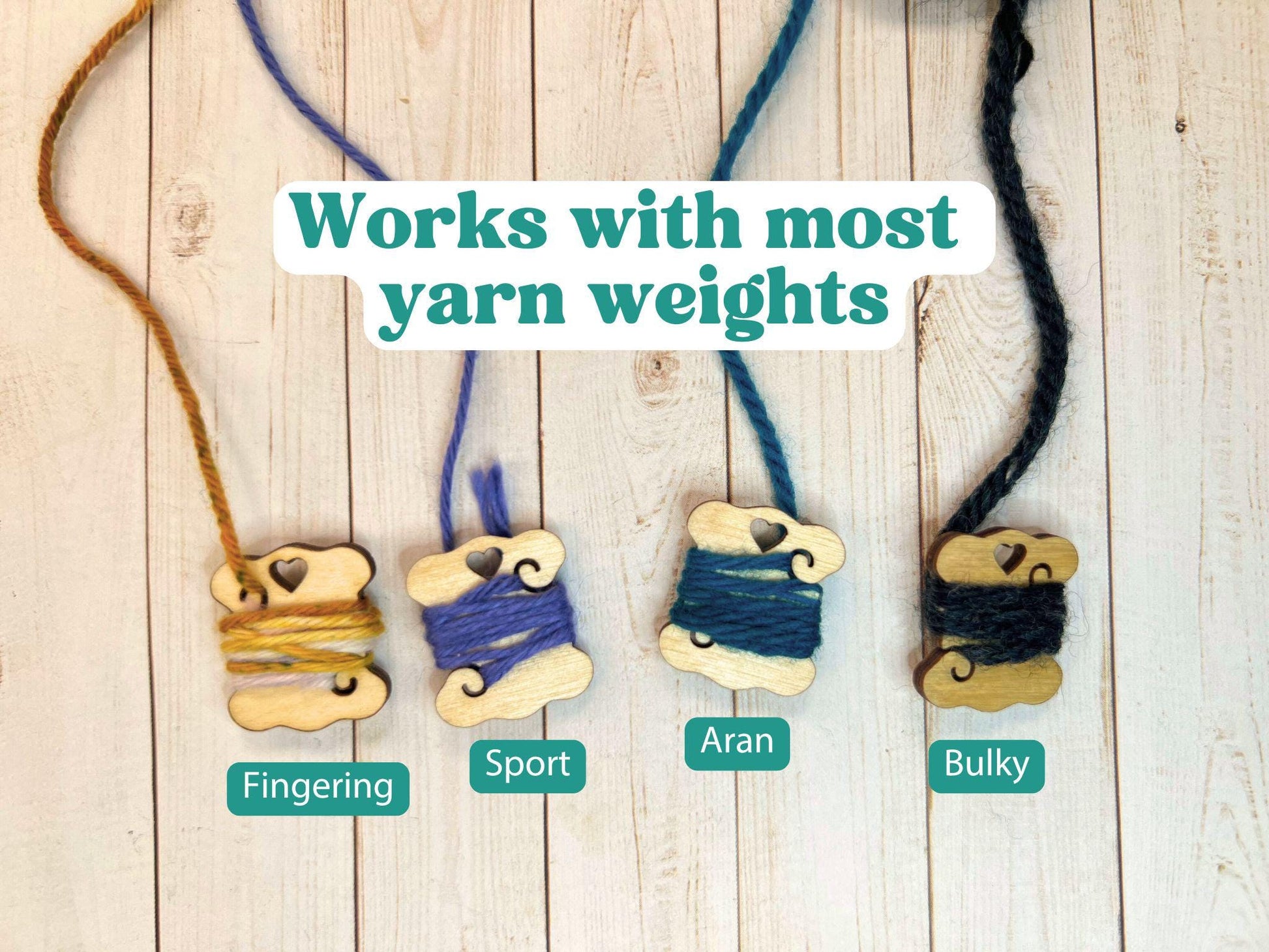Itty Bitty Yarn Bobbins for knitting and crochet project tails, set of 5