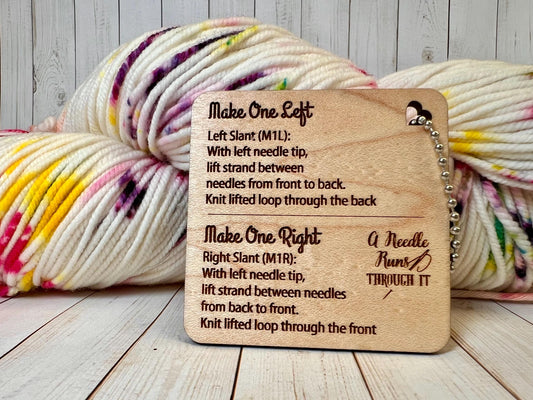 Make 1 Left, Make 1 Right help tag, Increase instruction tag, Sweater Increase directions. knitter's gift. m1L m1R reminder. knitting help