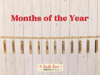 Set of 12 Months of the Year Stitch Marker Set, Temperature Project Progress Keepers.