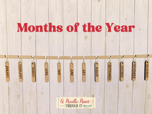 Set of 12 Months of the Year Stitch Marker Set, Temperature Project Progress Keepers.
