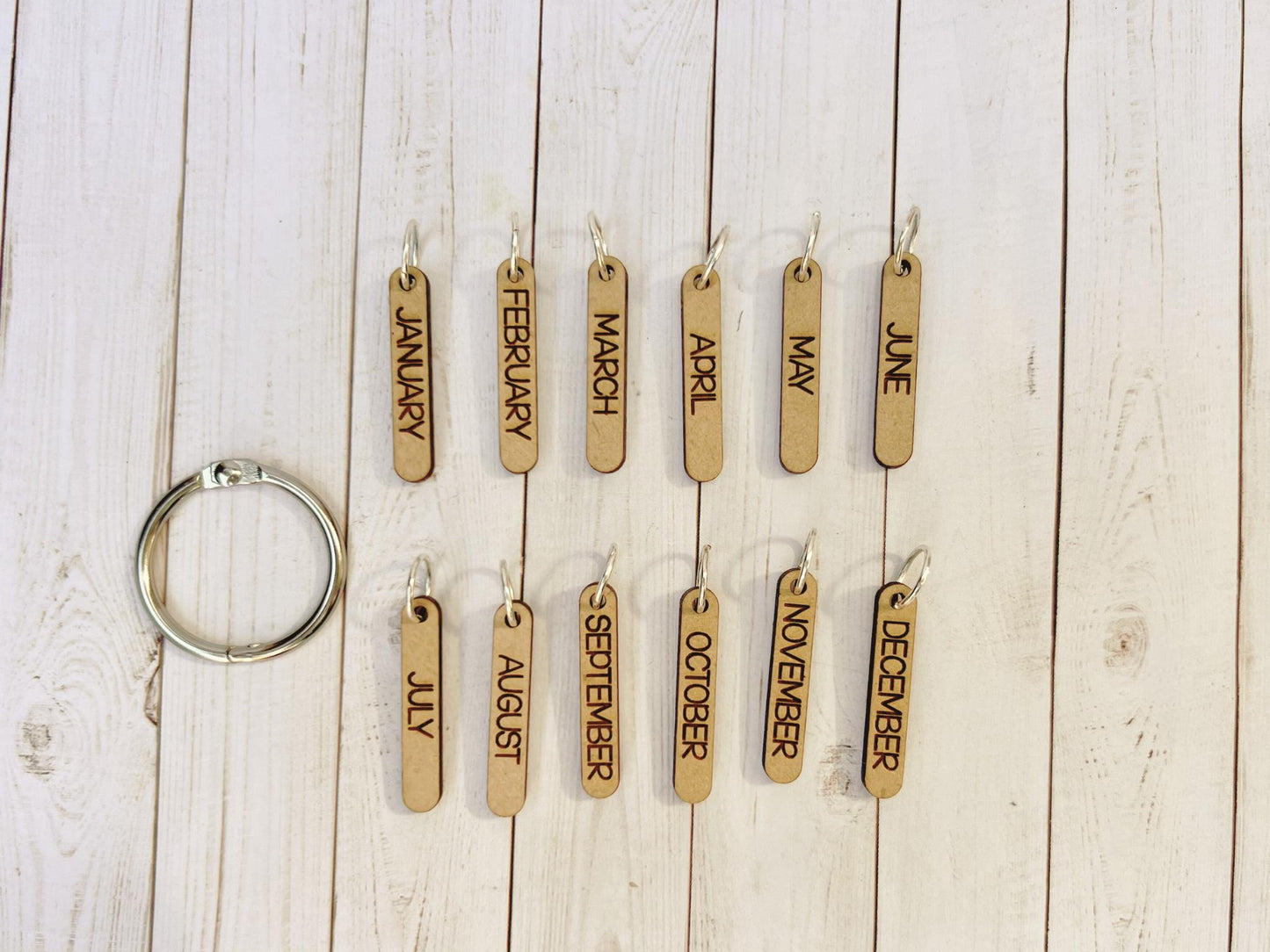 Set of 12 Months of the Year Stitch Marker Set, Temperature Project Progress Keepers.