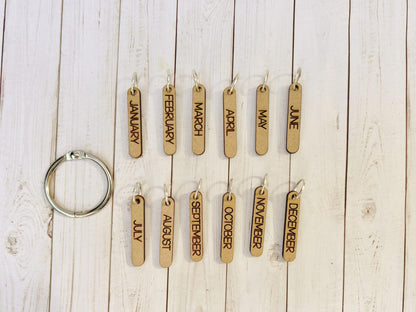 Set of 12 Months of the Year Stitch Marker Set, Temperature Project Progress Keepers.