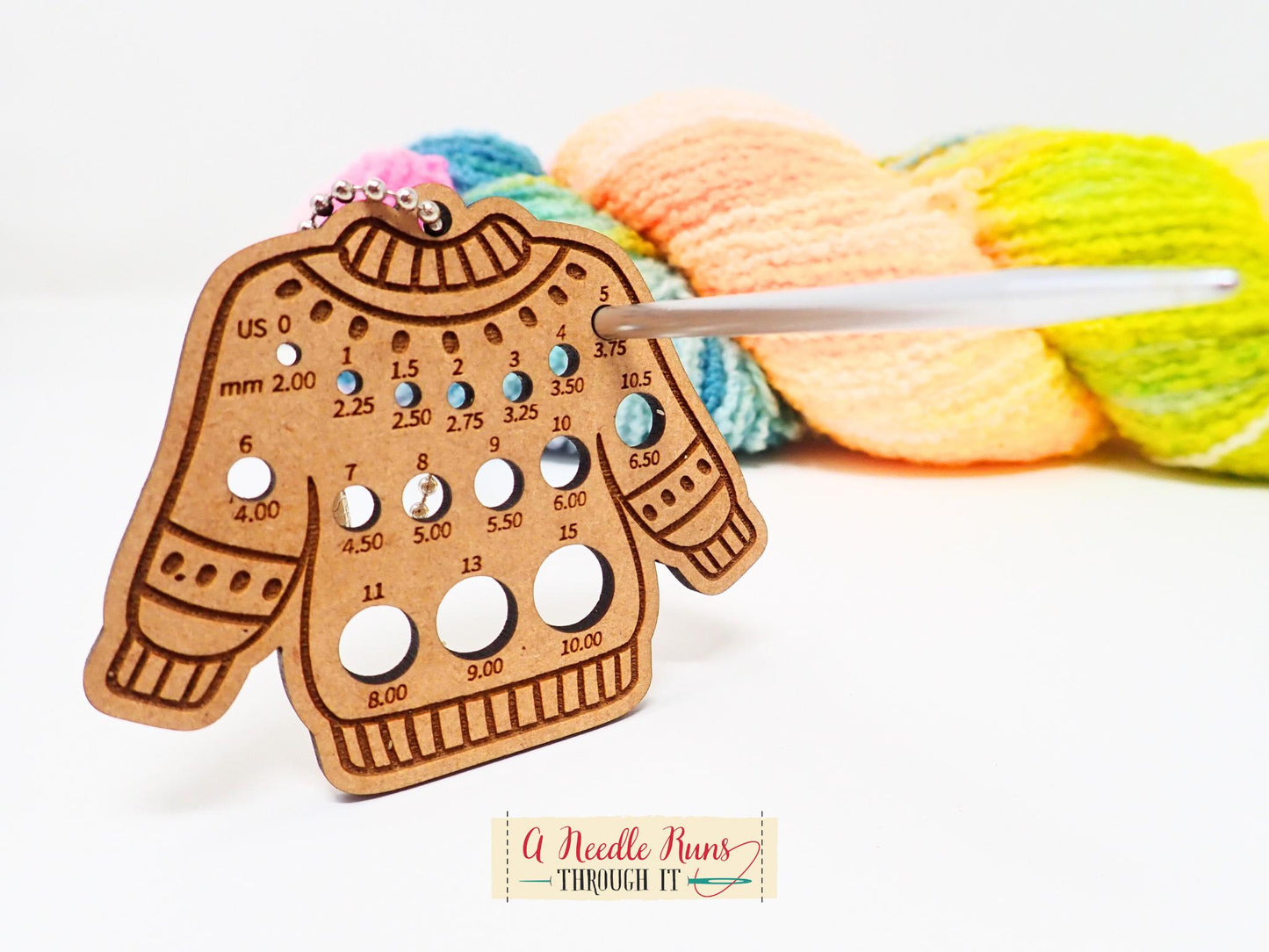 Sweater Knitting Needle gauge, small needle gauge. cute sweater needle gauge for knitting needles. All sizes