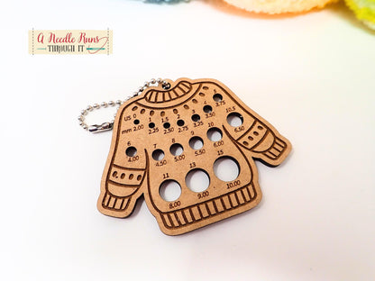 Sweater Knitting Needle gauge, small needle gauge. cute sweater needle gauge for knitting needles. All sizes