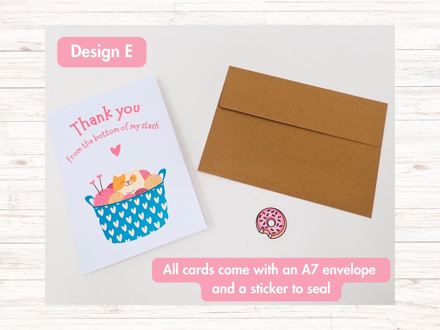 5x7 Blank Greeting Cards by Donut Byte Studio | Choose from 5 Unique Crafty Designs