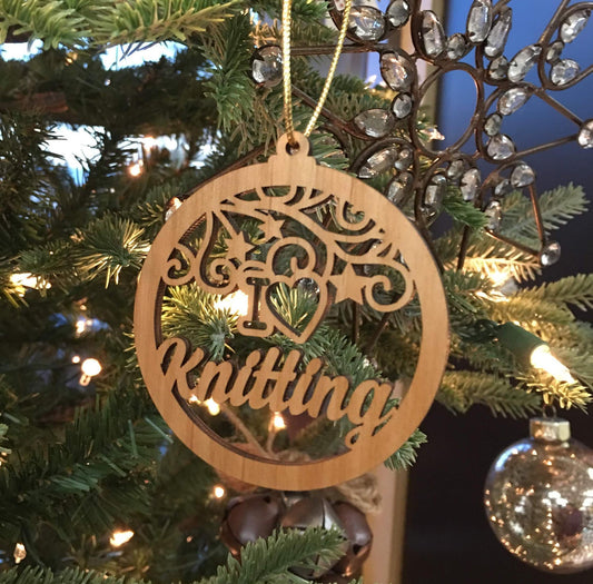 I love knitting Christmas Tree Ornament, knitting ornament, Christmas tree decoration, crafty ornament for tree, knitting gift