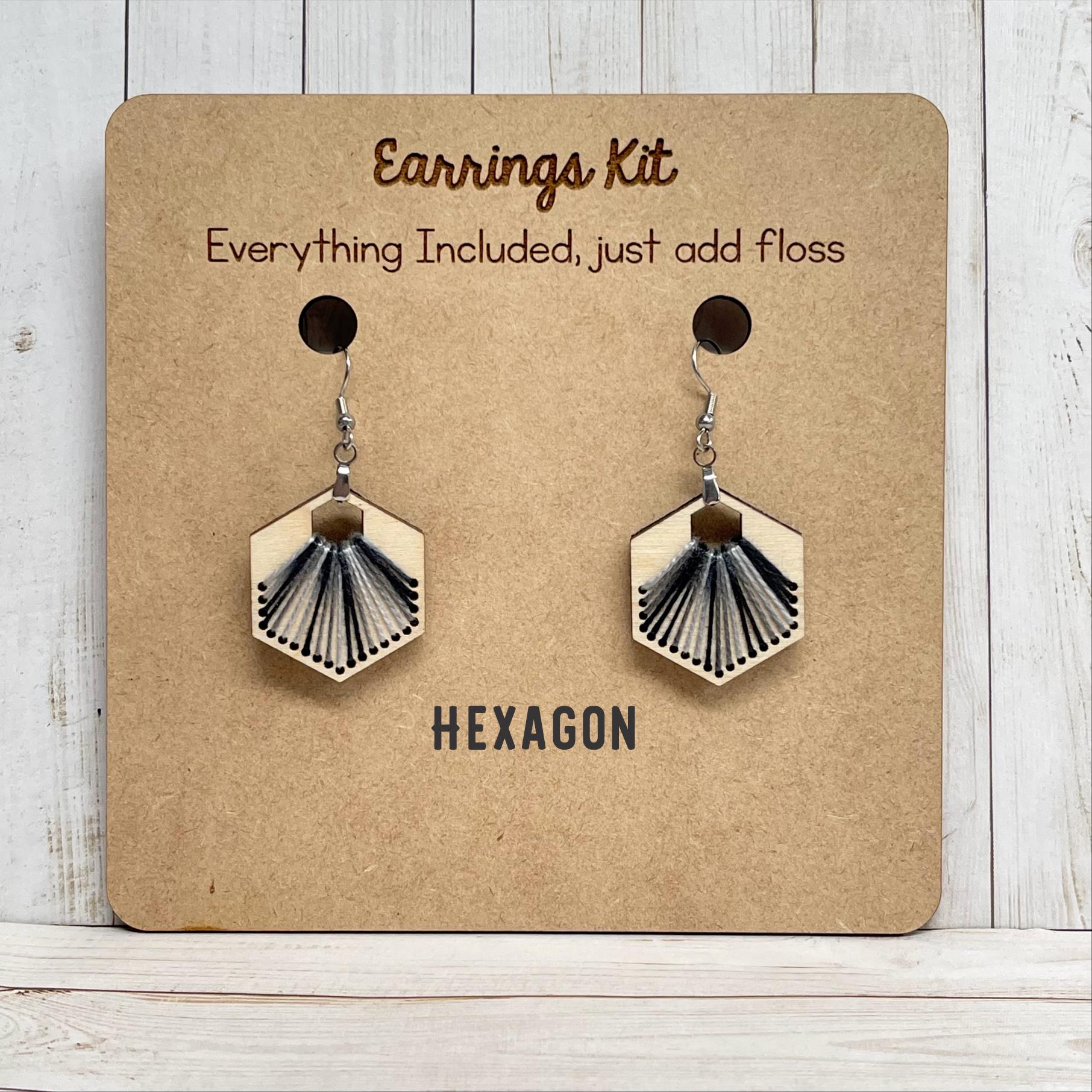 Make your own embroidered wooden earrings kit. Cross Stitch earrings kit, mandala earrings kit, embroidery diy kit. DIY gift