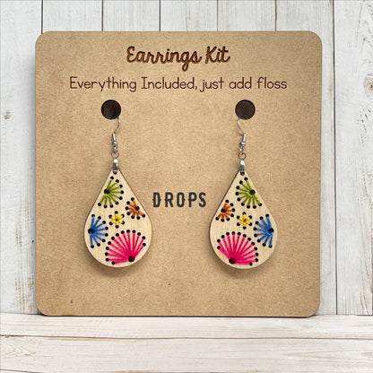 Make your own embroidered wooden earrings kit. Cross Stitch earrings kit, mandala earrings kit, embroidery diy kit. DIY gift