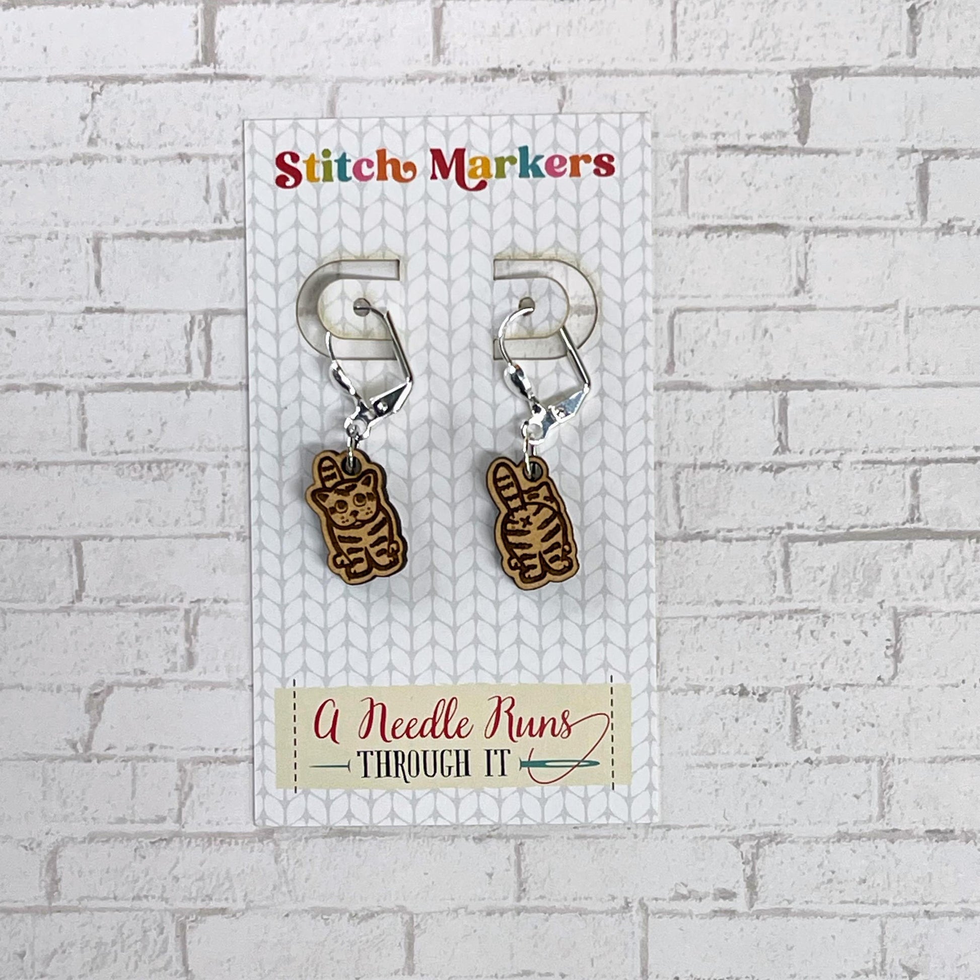 Front and Back stitch markers, right side/wrong side Sheep, Pug, Kitties, Chicken Earrings or removable markers for knitting and crochet