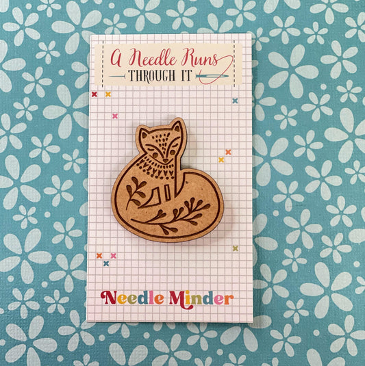 Cross Stitch Needle Minder, Folk art fox needle minder, Wood Magnetic Needle Minder. Hand embroidery, Needle Keeper. cross stitch fox