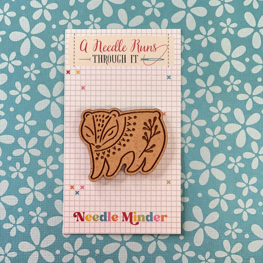 Cross Stitch Needle Minder, Folk art bear needle minder, Wood Magnetic Needle Minder. Hand embroidery, Needle Keeper. cross stitch bear