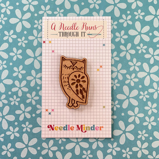 Cross Stitch Needle Minder, Folk art Owl needle minder, Wood Magnetic Needle Minder. Hand embroidery, Needle Keeper. cross stitch owl