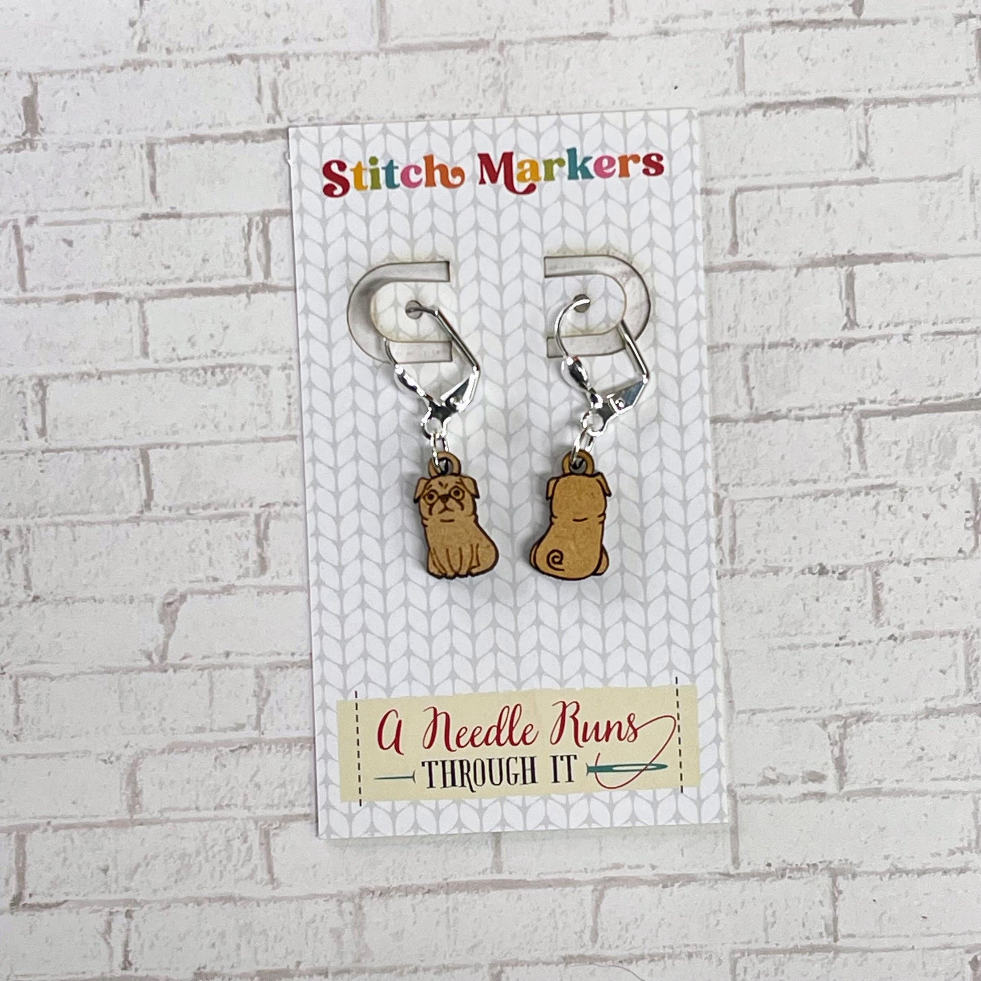 Front and Back stitch markers, right side/wrong side Sheep, Pug, Kitties, Chicken Earrings or removable markers for knitting and crochet