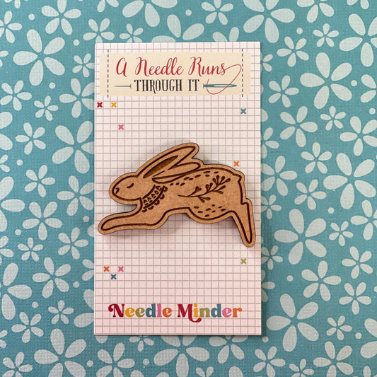 Cross Stitch Needle Minder, Folk art rabbit needle minder, Wood Magnetic Needle Minder. Hand embroidery, Needle Keeper. cross stitch rabbit